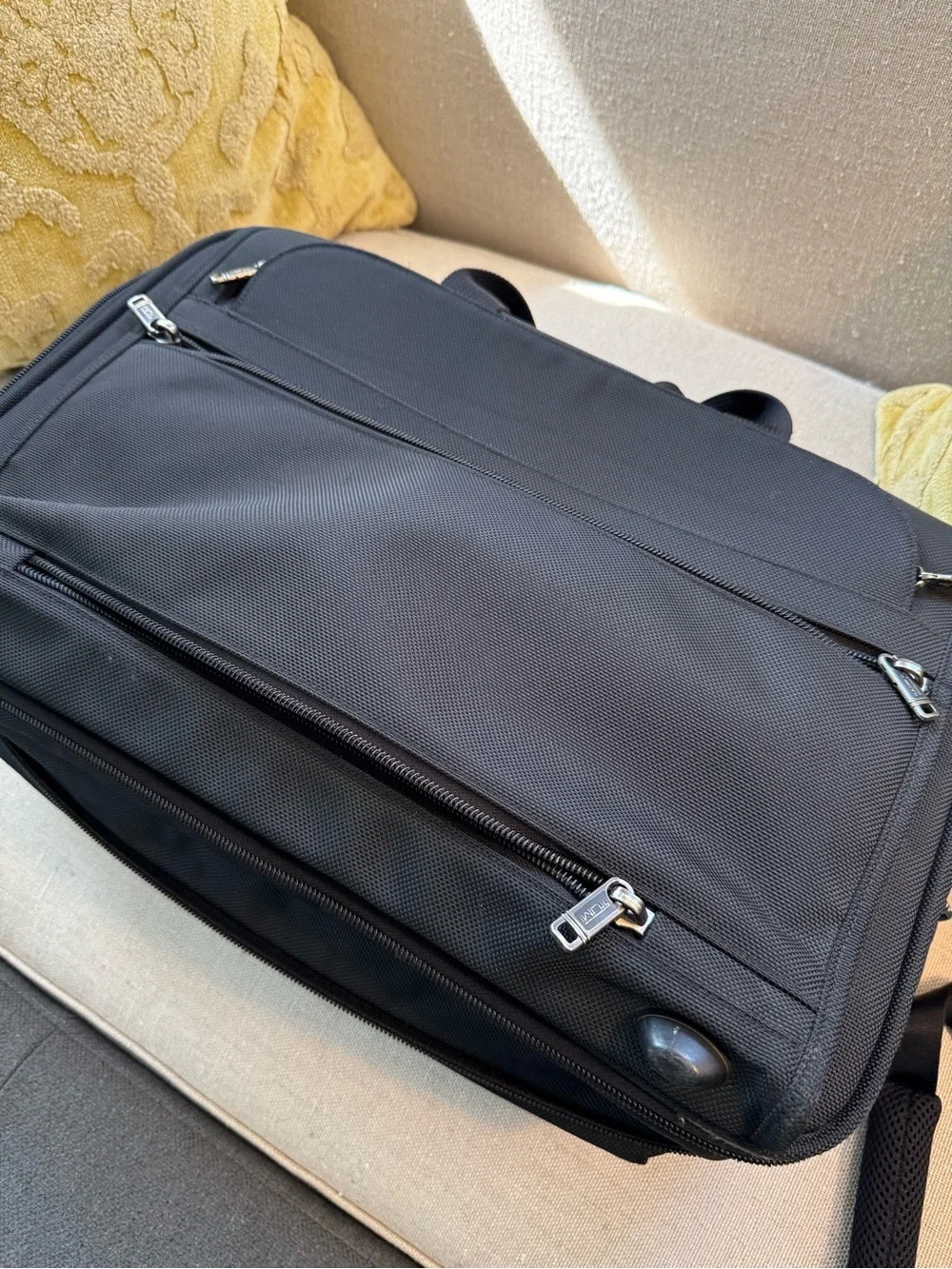 Black Men's Tumi Alpha expandable travel briefcase. Large.